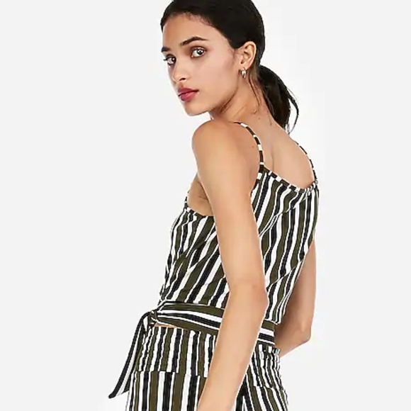 NWT Express L Green Striped Tie Hem Cami - Picture 2 of 8